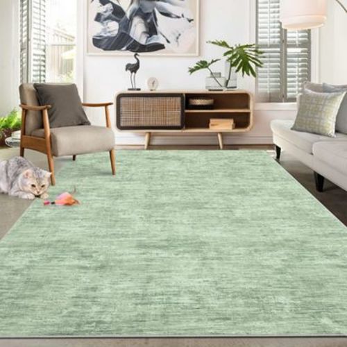 Modern Machine Washable Rug with Rubber Backing Solid Non Slip Throw Rug Low Pile Stain Resistant Carpet for Living Room Bedroom Dining Room Entryway
