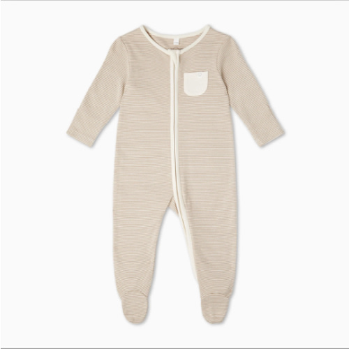 Clever Zip Sleepsuit Oatmeal Stripe / Newborn