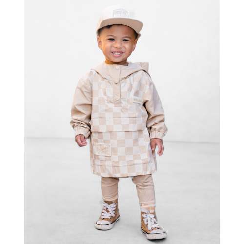 Pullover Windbreaker in Salt + Sand Checkered