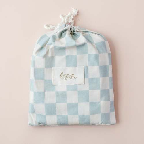 Sage Check Organic Fitted Cot Sheet