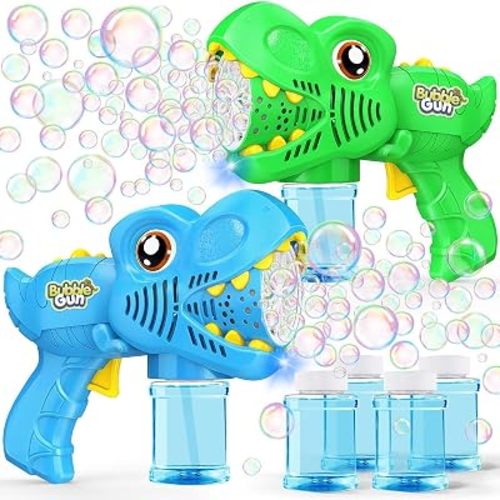Yunaking Kids Bubble Gun 2 Pack, Dino Bubble Machine for Boy Girl Toys Gift