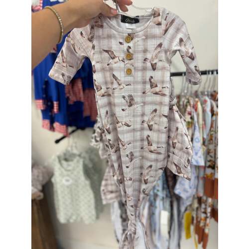 Mallard Plaid Knotted Gown + Hat