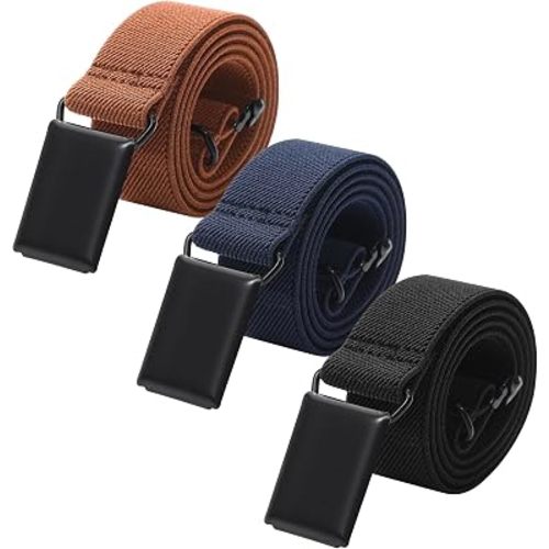 AWAYTR 3 Pcs Toddler Kids Elastic Belt for Boys Adjustable Silver Buckle
