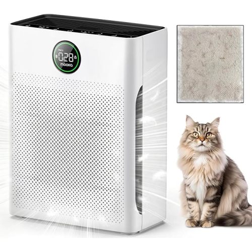 Air Purifiers for Home Large Room up to 2200sq.ft, MOOKA Air purifier for Home Pets with Washable Filter, PM 2.5 Display Air Quality Sensor Air Cleaner for Bedroom, Dorm room, Pets, Office PR1 (White)