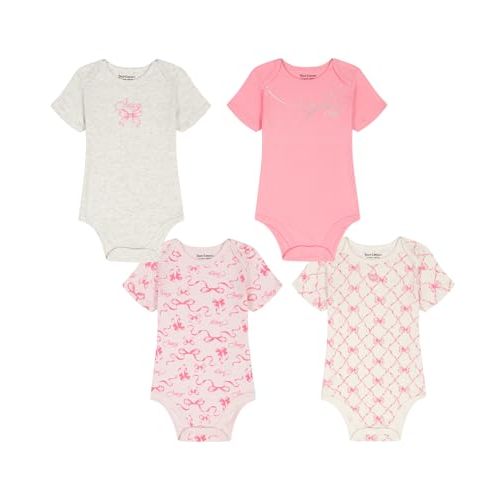 Juicy Couture Baby Girls' 4-pack Short Sleeve Bodysuit