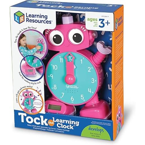 Learning Resources Tock The Learning Clock Pink, 1 Piece, Ages 3+, Educational Talking Clock