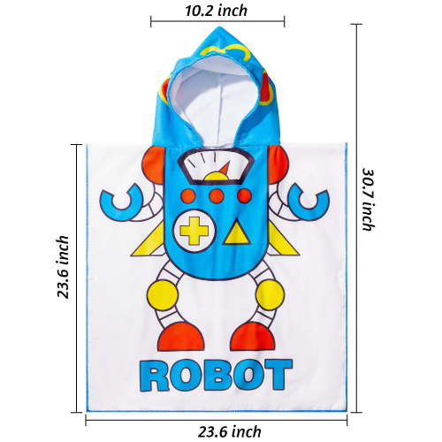 MALLMALL6 Robot Character Towels & Washcloths, Towel for Bath Pool Beach Times, 2-6 Years