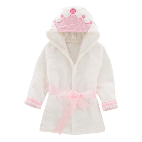 LIaqionyy Baby Girls Princess Hooded Robe Toddler Soft Comfy Fleece Bathrobe Gown with Belt Shower for Kids