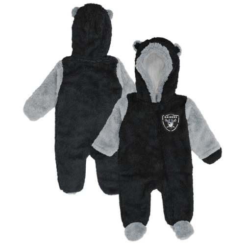 Newborn Las Vegas Raiders  Outerstuff Black Teddy Fleece Bunting Full-Zip Sleeper