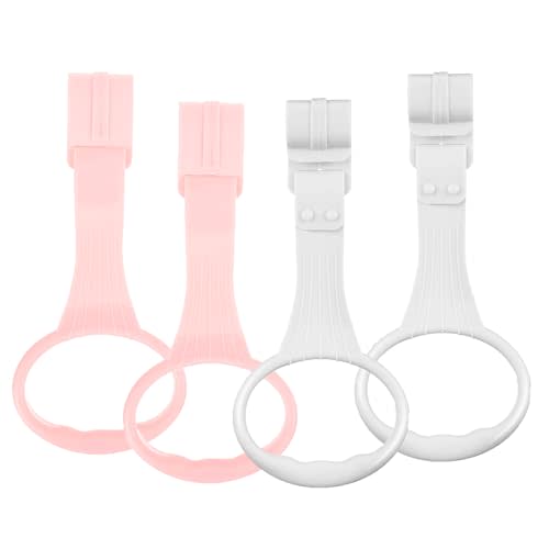 Awleynz 4Pcs Baby Playpen Pull up Rings, Pull up Rings for Play Pen, Playpen Accessories for Help Stand Up Walking Training Tool Newborn (Pink, White)