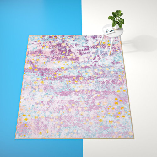 Hashtag Home Eudora Purple/Light Blue/Yellow Rug & Reviews | Wayfair