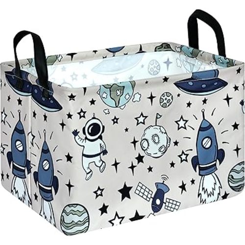 Rec Spaceman Print Box Hamper Storage Basket Collapsible Organizer Bin Gift Shelf Baskets for Home and Kitchen Storage