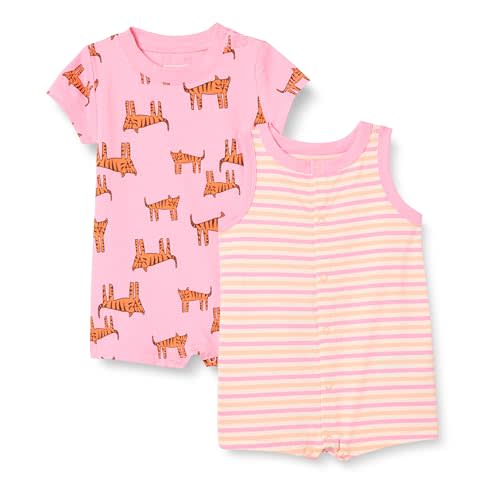 Amazon Essentials Baby Girls' Sleeveless and Short-Sleeve Romper Set
