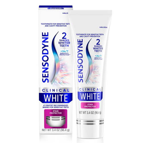 Sensodyne Clinical White Toothpaste for Sensitive Teeth and Stain Protection, 3.4 oz