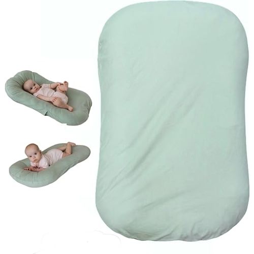Aila + Aiden Baby Lounger | Organic Cotton Infant Lounger | Adjustable & Portable Floor Lounger | Supervised Use | Soft, Breathable, Washable Cover - Snuggle Collection - (Sage)