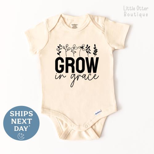 Grow In Grace Baby Onesie – Organic Cotton Christian Bodysuit