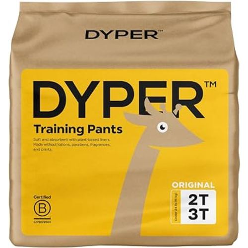 DYPER Viscose from Bamboo Toddler Potty Training Pants Girls & Boys Size 2T-3T, Honest Ingredients, Day & Overnight, Made with Plant-Based* Materials, Hypoallergenic for Sensitive Skin, Unscented 26Ct