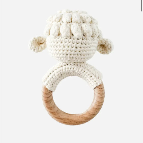 Crocheted Lamb Rattle Teether