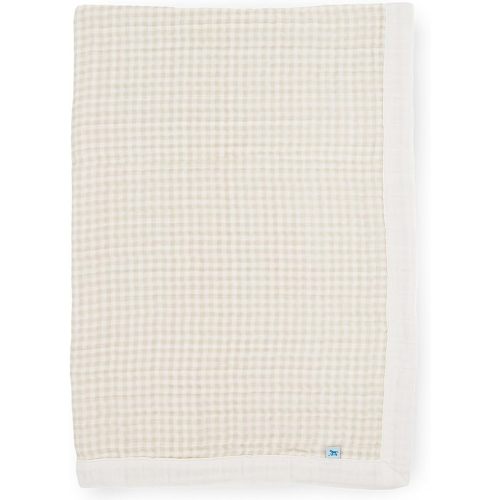 Little Unicorn Tan Gingham Cotton Muslin Quilt Receiving Blanket | 100% Cotton | Super Soft | Babies and Toddlers | 30" x 40" | Unisex - 30"x40"