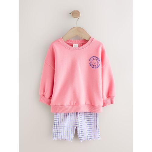 Pink Zebra Crew Neck Sweatshirt & Shorts Set (12-18 months)