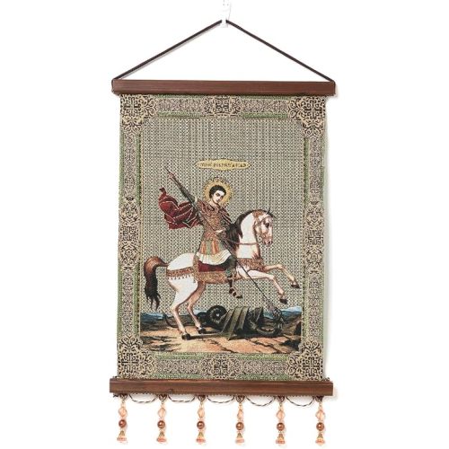 HZMAN Knight Templar Painting Retro Handmade Weave Wall Art Decor Medieval Crusader Aesthetic Picture for Living Room Bedroom Wood Framed 17x12 inch