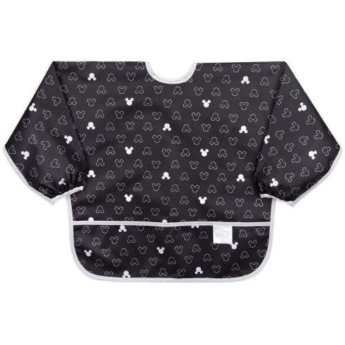 Bumkins Disney, Sleeved Bib for Baby and Toddler Ages 6-24 Mos - Mickey Mouse Icon