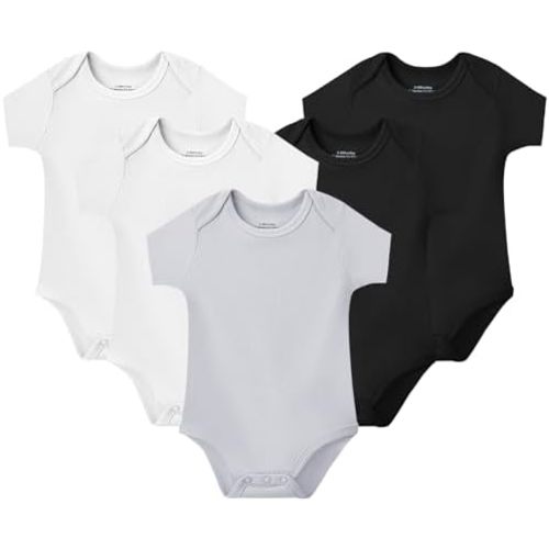 NMK 5-Pack Baby Rayon From Bamboo Bodysuit Boy Girl Clothes Soft Newborn Infant Outfit Short Sleeve Romper