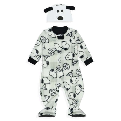 Peanuts Unisex Baby Matching Family Pajamas Snoopy Union Suit with Hat Set, 2 Piece, Sizes 9M-18M
