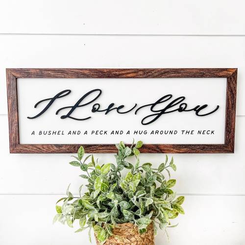 I Love You Bushel & Peck Sign, Valentines Day Sign, Valentines Day Home Decor, Handmade Wood Sign, Laser Cut Sign, Unique Wood Sign