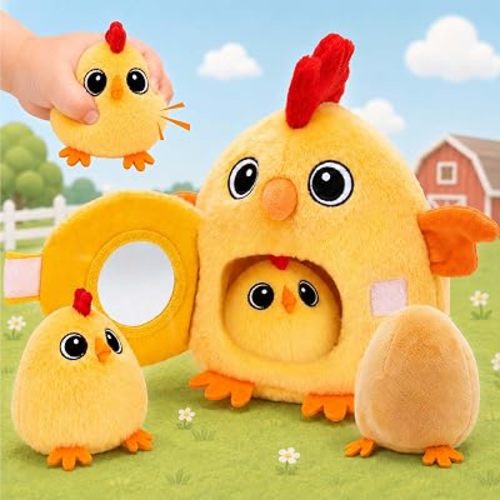 Tiny Wonders Baby Plush Soft Rattle Toy 3-6-12M, Newborn Farm Stuffed Chick