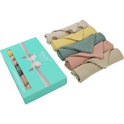 Baby Muslin 100% Cotton Burp Washcloth - 4 Layer Hypoallergenic Saliva Soothe Face Washcloths - Burp Cloths 10x10 inch -Newborn Essentials -Face/Body Cloths for Baby Boy and Girl