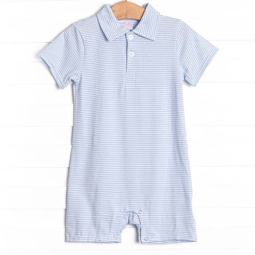 Levi Short Romper, Light Blue Stripe – Stitchy Fish