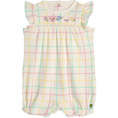 John Deere Animals Baby Girls Romper Newborn to Infant Sizes (0-3 Months - 12 Months)