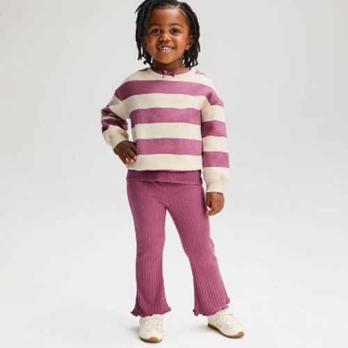Toddler Girls' Solid Ribbed Flare Leggings - Cat & Jack™ Mauve 3T