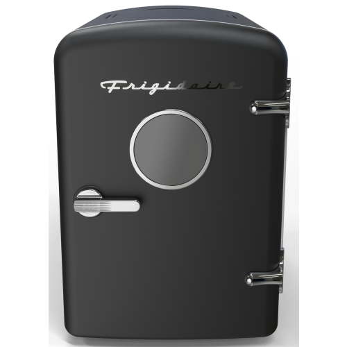 Frigidaire 4L Mini Fridge, 6-Can Retro Portable Cooler, Black, Compact Personal Refrigerator for Skincare, Bedroom, Dorm & Office