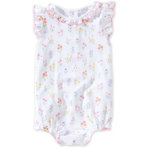 Kissy Kissy Baby Girls Pima Cotton Summer Wildflowers Print Bubble Romper