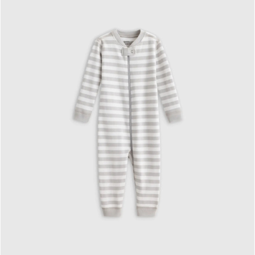 100% Organic Cotton One Piece Pajama - Baby in Grey Stripe