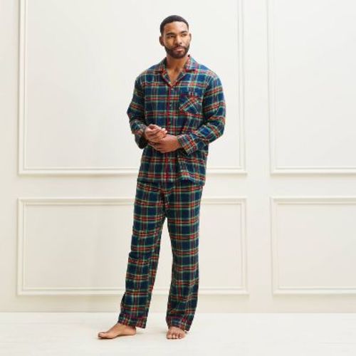 Men's Holiday Navy Plaid Flannel Matching Family Pajama Set - Wondershop™ Navy Blue L