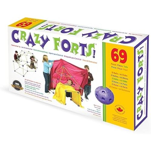 Crazy Forts! 69 Piece Buildable Indoor/Outdoor Play Fort Playset, DIY, Build Your Own, STEAM toy , Purple