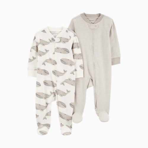 Carter's 2-Way Zip Cotton Sleep & Plays (2 Pack) - Grey, 6 M