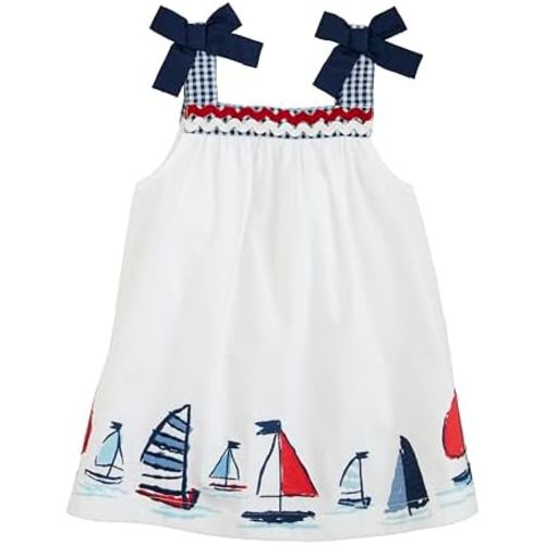 Mud Pie Girls' Mud Pie Girl Sailboat Poplin Dress;