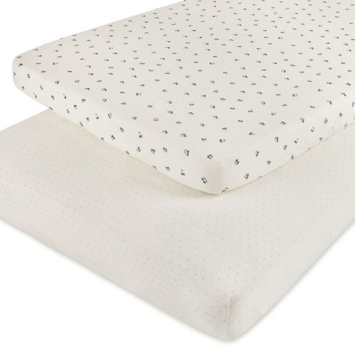 Aurora Fitted Pack n Play Sheet Set - 2 pk - 100% Jersey Knit Cotton - Blue Cherry Printed