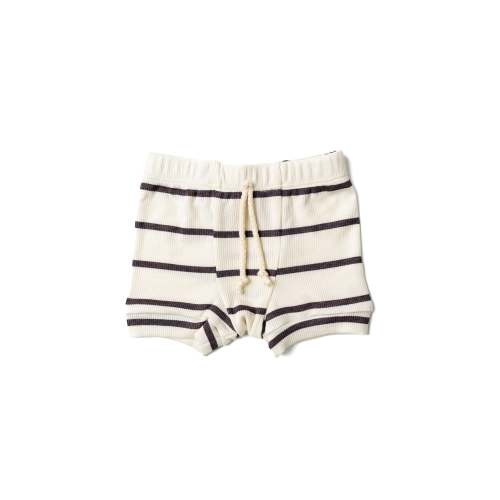 rib knit shorts - fudge stripe