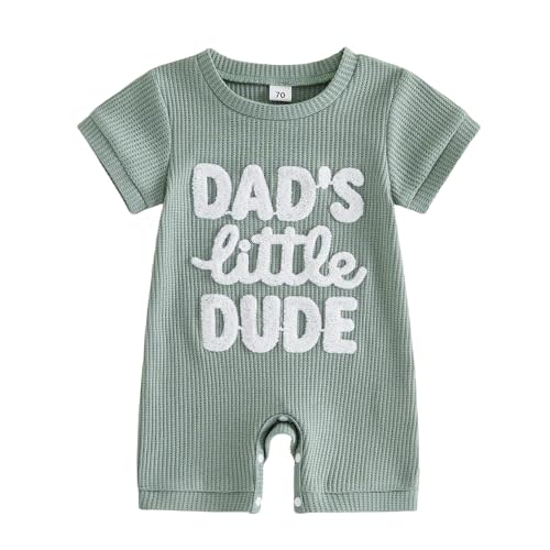 allshope Newborn Baby Boy Summer Outfit Romper Little Brother Lil Bro Embroidery Jumpsuit Cute Infant Waffle Clothes