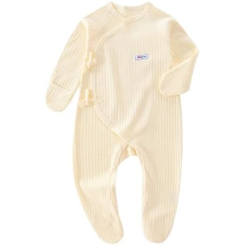 Newborn Baby Cotton Unisex Onesie, Comfortable Ribbed Long Sleeve Clothes, Baby Boy's Girl's Outfits