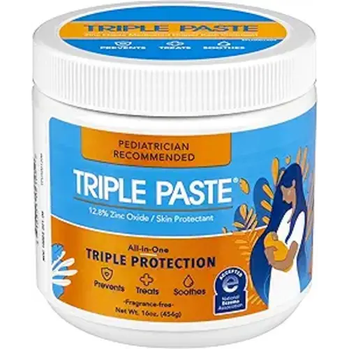 Triple Paste Diaper Rash Cream for Baby - 16 Oz Tub – Zinc Oxide Ointment Treats, Soothes & Prevents Diaper Rash, Pediatrician-Recommended Hypoallergenic Formula, Baby Essentials for Daily & Overnight