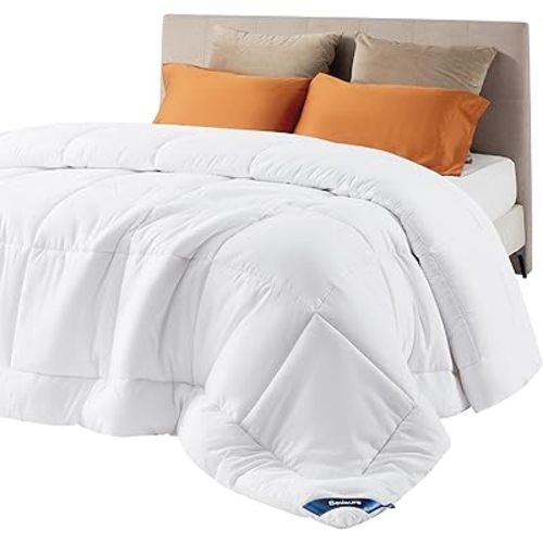 Bedsure Comforter Duvet Insert - Quilted Comforters Queen Size, All Season Duvet, Down Alternative Bedding, with 8 Tabs, Gifts for Women/Men, White, Queen 88 x 88 Inches