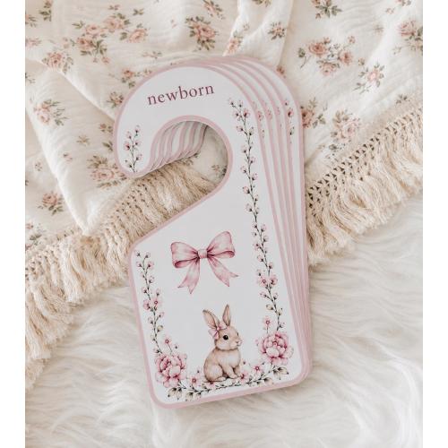 Baby Girl Closet Dividers, Pink Acrylic Nursery Clothing Organizers with Bunny & Bow Design