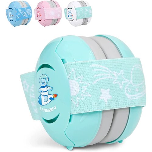 Baby Ear Muffs Noise Blocking for Infants with Elastic Headband，Hearing Protection Earmuffs for Sleep, Travel By Lysian