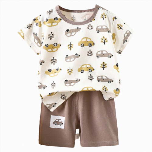 Sgkm Baby Boy Outfit Two Piece Baby Clothes Boy with Cartoon Printed Short Sleeve Set Summer Clothes